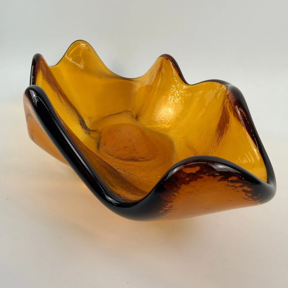 Blenko 633‎ Wheat Glass Large Freeform Console Bowl